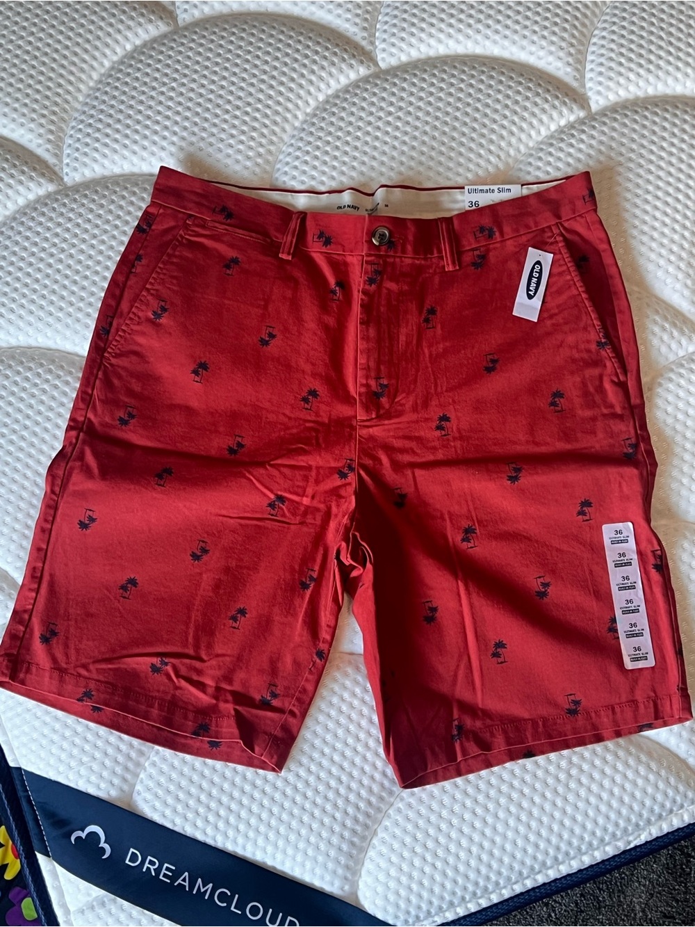 Old Navy Red Palm-Print Flat Front Shorts